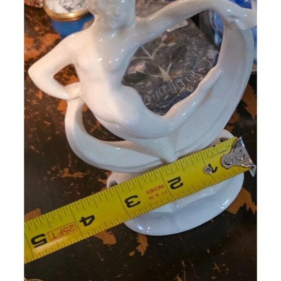 Antique Flower Frog Ceramic Dancing Woman Figurine Ivory Glaze Art Deco 6" - Picture 10 of 11